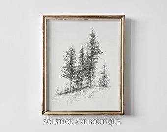 Longleaf dennenboomprint | Vintage boomschets | Afdrukbare boomkunst | Boerderijprint | Downloadbare kunst | Solstice Art Boutique
