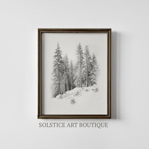 Neutral Tree Sketch | Vintage Pine Tree Drawing Print | Digital PRINTABLE | Solstice Art Boutique