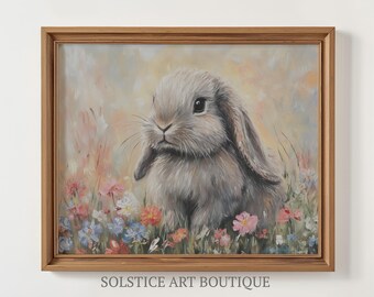 Vintage Classic Cute Easter Bunny Digital Downloadable Print | Classic Antique Vintage Easter Rabbit Print | Solstice Art Boutique