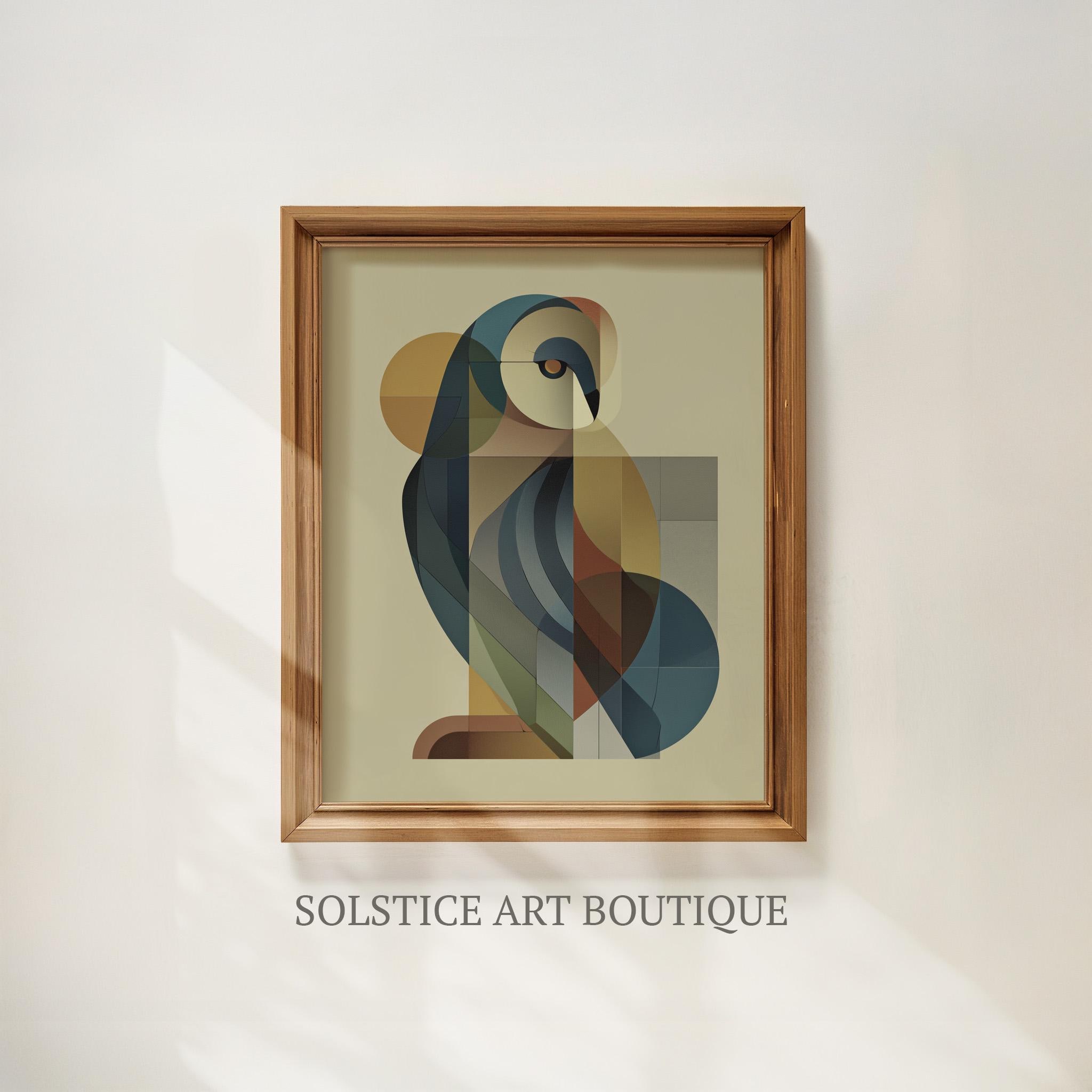 Midcentury Modern Owl Painting | Abstract Moody Print | Digital Download | Vintage Owl Poster Art