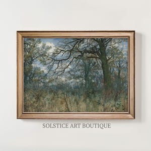 Vintage Muted Green Tonal Countryside Meadow Landscape | Forest Antique Painting | Warm Tones | Cottagecore | PRINTABLE Digital Wall Art