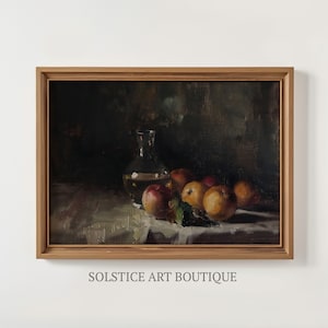 Moody Kitchen Art Print | Vintage Oil Painting | Fruit Still Life | Solstice Art