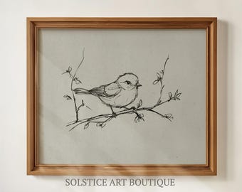Vintage Bird Sketch | Antique Bird drawing Farmhouse Print | Fine Art | Cottagecore | Solstice Art Boutique