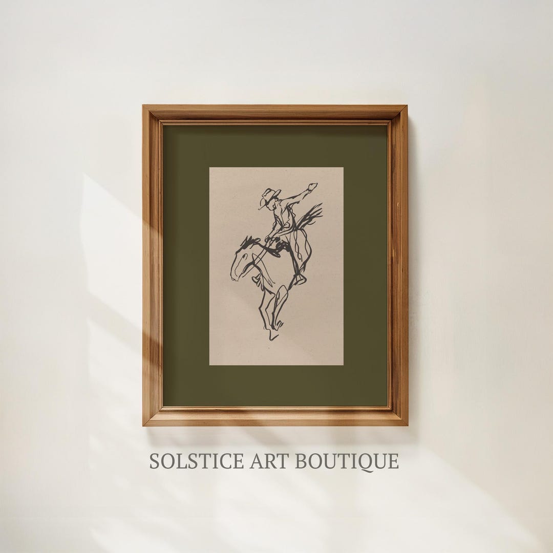 Young Rodo Schech Vintage Cowboy Rodeo Sketch Print | Western Vintage Wall Art ...
