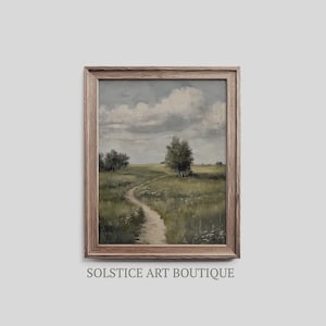 Vintage Path In The Country | Antique European Print | Muted Greens Moody Print | Solstice Art Boutique