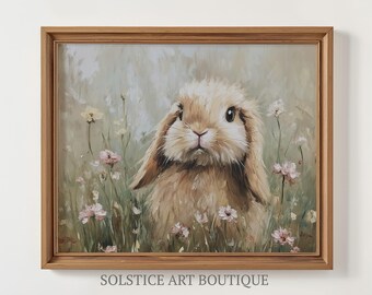 Vintage Classic Cute Easter Bunny Digital Downloadable Print | Classic Antique Vintage Easter Rabbit Print | Solstice Art Boutique