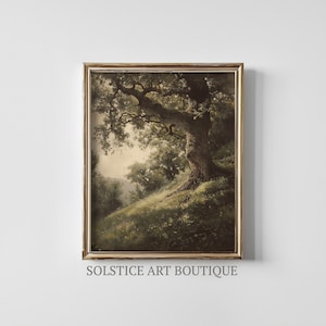 Rustic Wall Art / Vintage Landscape Forest Painting / Country Decor Art Print / PRINTABLE Vintage Art / Solstice Art