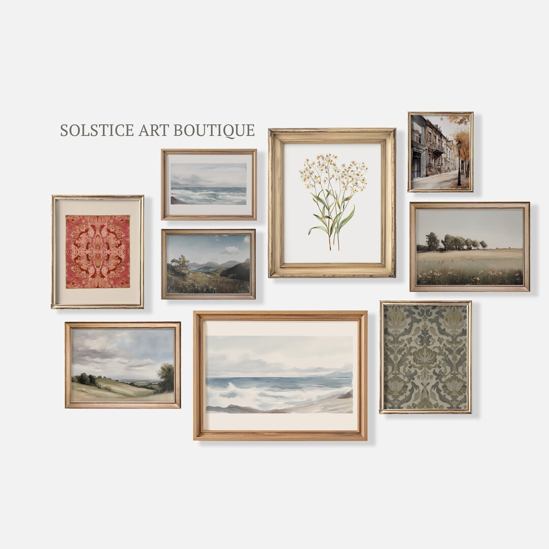 Printable Vintage Gallery Wall Art SET | Antique Prints Warm Aesthetic ...
