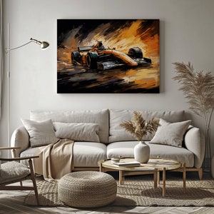Formula 1 Canvas Car Oil Painting, Gift for Car Guys, Automotive Print, Race Car Wall Decor, Car Oil Artwork Print