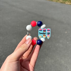 Handmade Silicone Beaded Teacher Life Cup Charm - Cute Beaded Teacher Accessory - Stanley Cup Charm - Gift for Teachers - Beaded Cup Charm