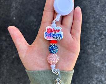 Silicone Beaded Labor and Delivery Nurse Badge Reel - Cute Badge Reel for Nurses - Labor and Delivery Nurse Accessory - Cute Badge Reel