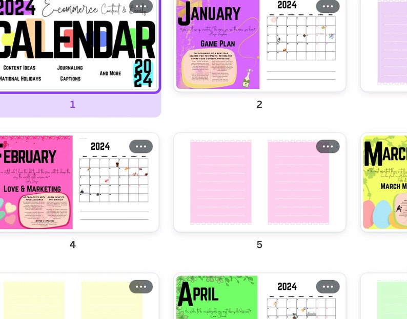 Editable and Printable 2024 E-commerce and Content Calendar for Content ...