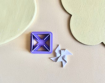 Taglierina per mulino a vento in argilla polimerica | Stampo in argilla | Taglierina per orecchini | Taglierina in stile origami