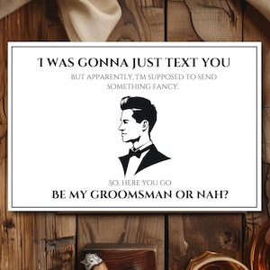 Carte de proposition Funny Be My Groomsman or Best Man I Modèle canva relatable et humoristique l Modèle entièrement personnalisable en téléchargement numérique
