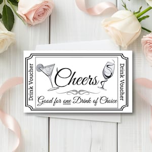 Vale clásico para bebidas de boda l Este vale corre por nuestra cuenta l Vale para bebidas personalizable e imprimible para bodas l Plantilla descargable al instante