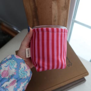 Red and Pink Stripe Weck Jar Cozy