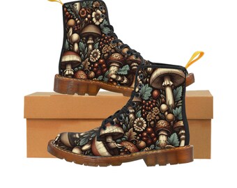 Women's Dark Cottagecore Mushroom Canvas Boots