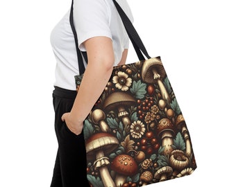 Cottagecore, borsa tote con funghi stravaganti