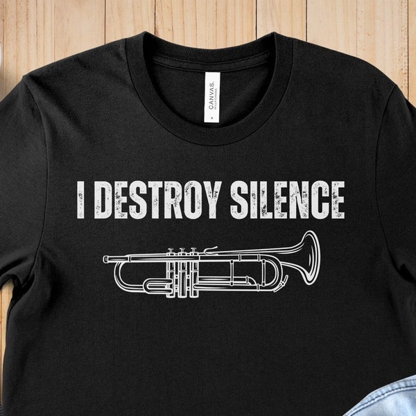T-Shirt Homme Batteur “I Destroy Silence” – Musique Drumming – Coton – Fait Main