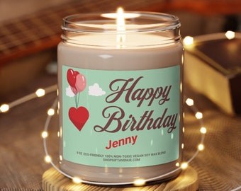 Custom Scented Soy Candle Happy Birthday Candle Popular Candle Scent Gift For Wife Personalized Candle for Women Bestie Gift idea Home Scent