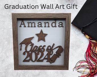 2024 Graduation Shadow Box Wall Decor Personalized Graduation Shadow Box Class of 2024 Keepsake Graduation Gift Idea Custom Grad Wall Art