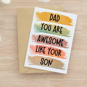Carte de fête des pères Joyeuse fête des pères, cadeau d'enfants, cadeau de mari, cadeau d'une femme, papa, amour, meilleure carte pour papa, carte de voeux géniale comme un fils