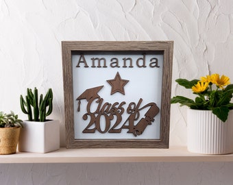 2024 Graduation Shadow Box Wall Decor Personalized Graduation Shadow Box Class of 2024 Keepsake Graduation Gift Idea Custom Grad Wall Art