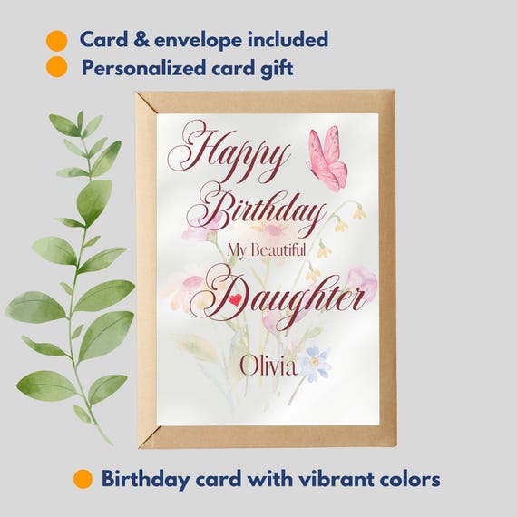 Birthday Greeting Card For Daughter Happy Birthday Daughter Pretty Birthday Card For Daughter Gift From Mom To Daughter Floral Birthday Card - View #4