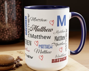 Personalized Coffee Mug Gift Custom Name Mug For Him Romantic Gift For Him Heart Mug For Dad Easter Gift Idea Friend Gift Idea Tea Mug Gift