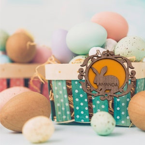 Custom Bunny Name Tag Custom Easter Ornament Tag Birthday Gift Tag Affordable Keepsake Easter Bunny Ornament Name Tag Basket Stuffers image 3