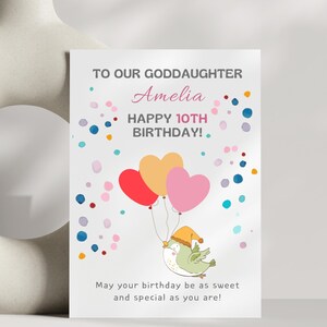 Personalized Happy Birthday Card for Goddaughter Custom Greeting Card Gift for Girls Cute Birthday Gift for Godchild Gift for Goddaughter