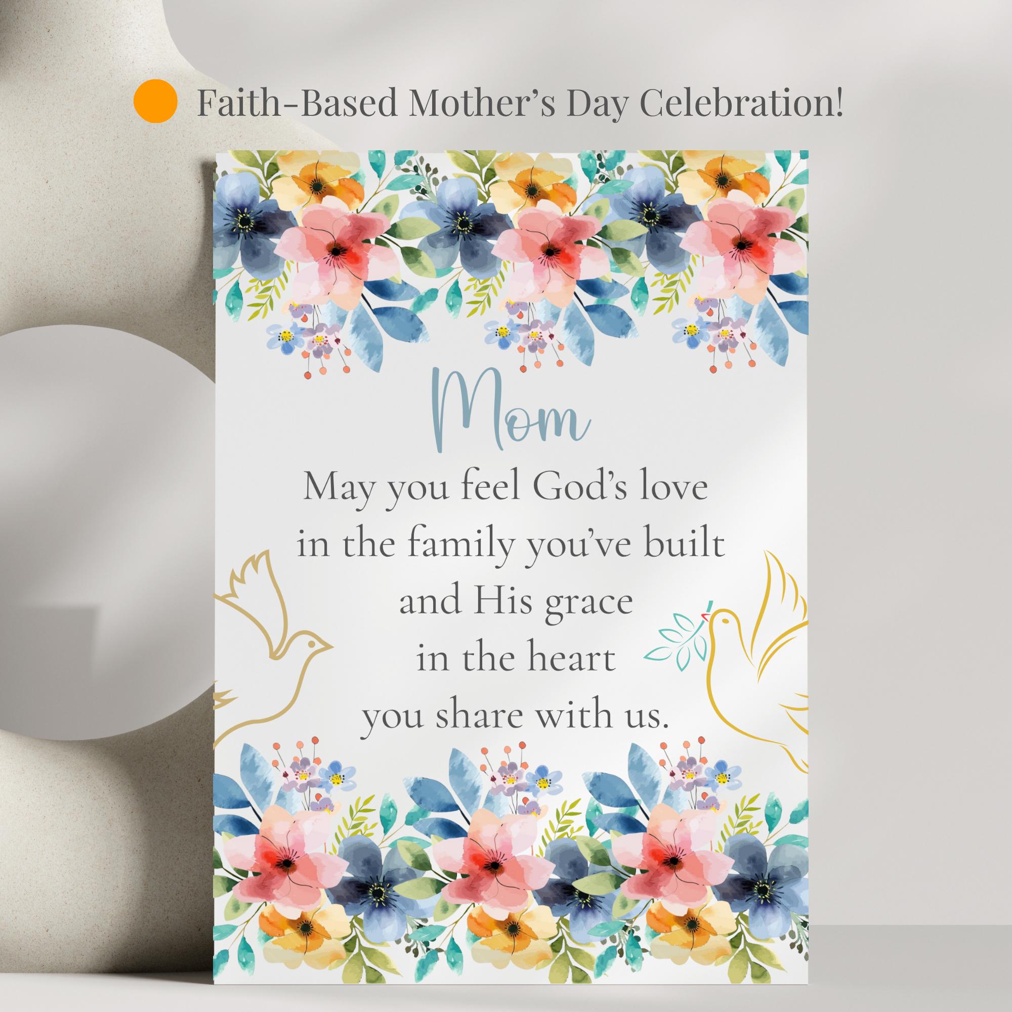 Religious Mother’s Day Card for Mom Christian Floral Card for Mom Faith ...