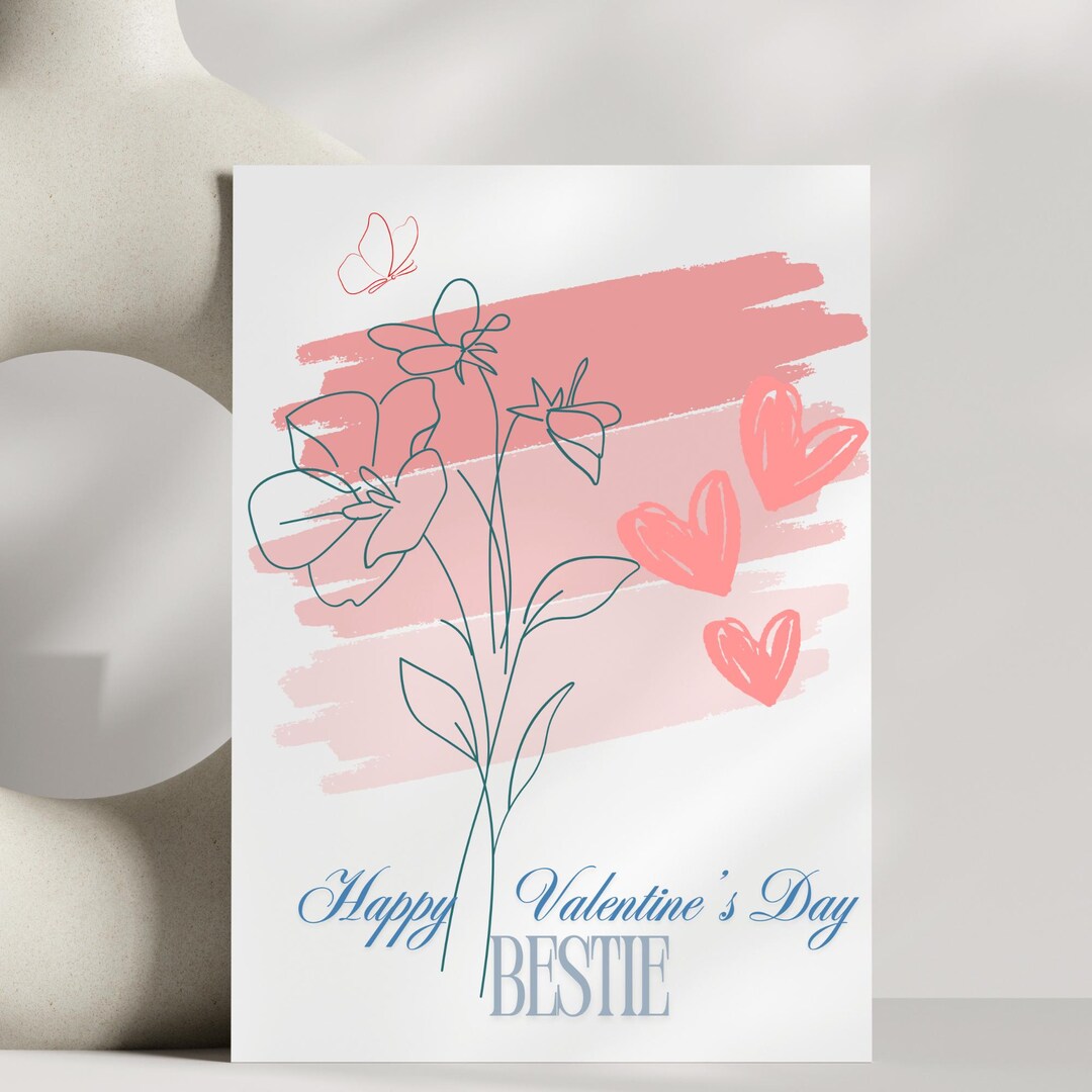 Bestie Valentines Card Best Friend Valentines Day Card for Her Bestie ...