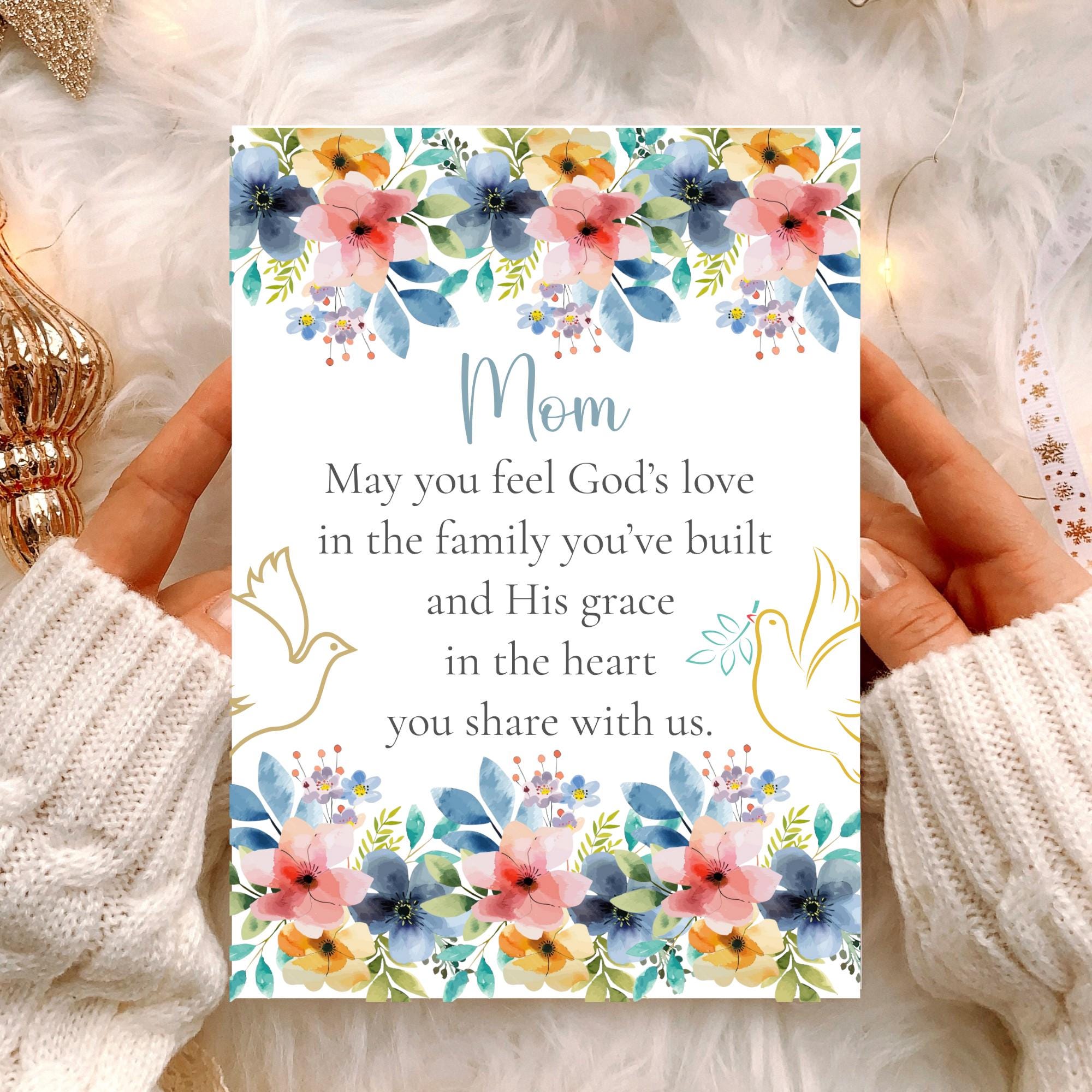 Religious Mother’s Day Card for Mom Christian Floral Card for Mom Faith ...