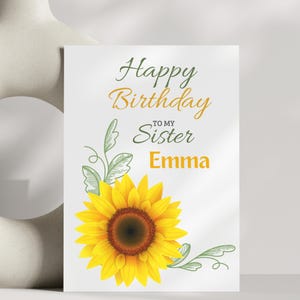 Birthday Card For Sister Thoughtful Birthday Gift for Sister Special Sister Gift Personalized Card For Sister Sunflower Sister Birthday Card