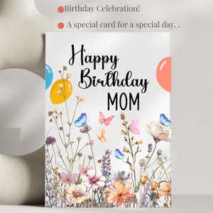 Carte de joyeux anniversaire pour maman, idée cadeau d'anniversaire pour maman, carte d'anniversaire pour maman, cadeau d'une maman, carte d'anniversaire pour femme