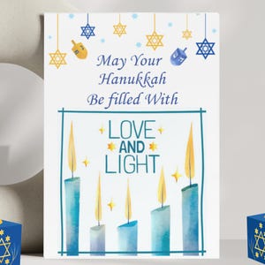 Hanukkah Greeting Card Religious Jewish Holiday Card Festival Of Lights Menorah Card Handmade Faith Card for Jewish Family and Friends Gift