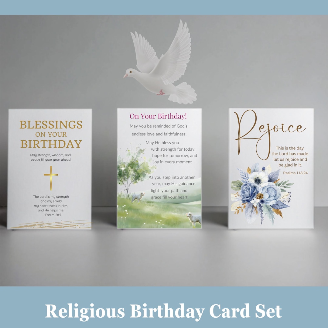 Religious Birthday Card Set of 3 Christian Birthday Cards With Bible ...