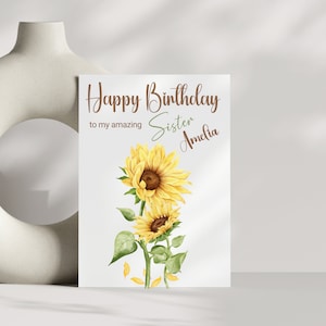 Carte de voeux joyeux anniversaire soeur Carte d'anniversaire personnalisée pour soeur Cadeau d'anniversaire personnalisé pour soeur de la part d'un frère Appréciation soeur