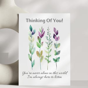 Une pensée pour vous, une carte de soutien pour elle, une carte Vous n'êtes pas seule, un cadeau attentionné pour une femme, des encouragements, des soins d'amitié, du réconfort