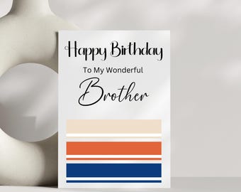 Brother Birthday Card Happy Birthday Brother Card Brother Birthday Card From Sister Card For Brother Card For Bro Homemade Card For Brother
