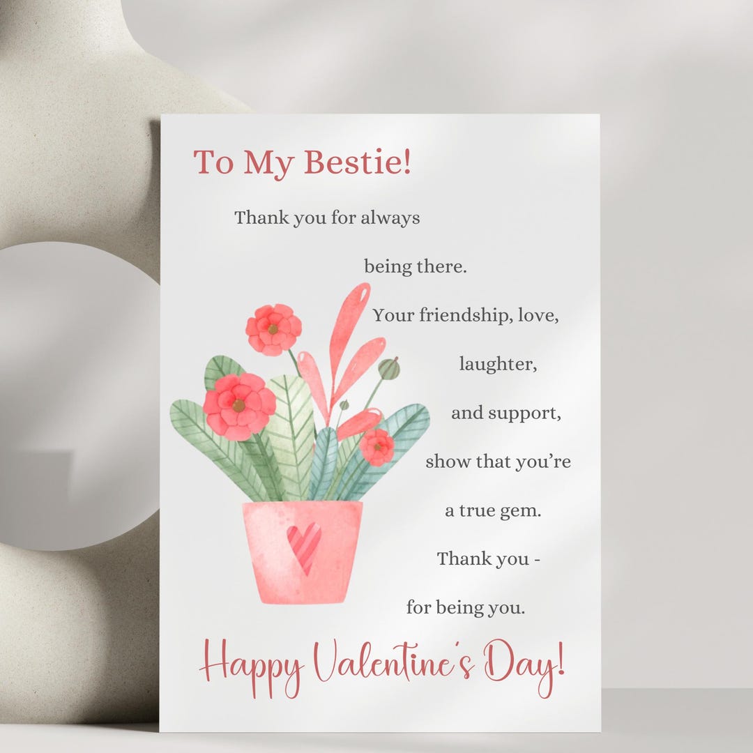 Valentines Card for Best Friend Valentines Day Card for Bestie ...