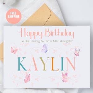 Happy Birthday Goddaughter Card Custom Butterfly Godchild Card Happy Birthday Gift For Goddaughter Personalized Birthday Greeting For Girls