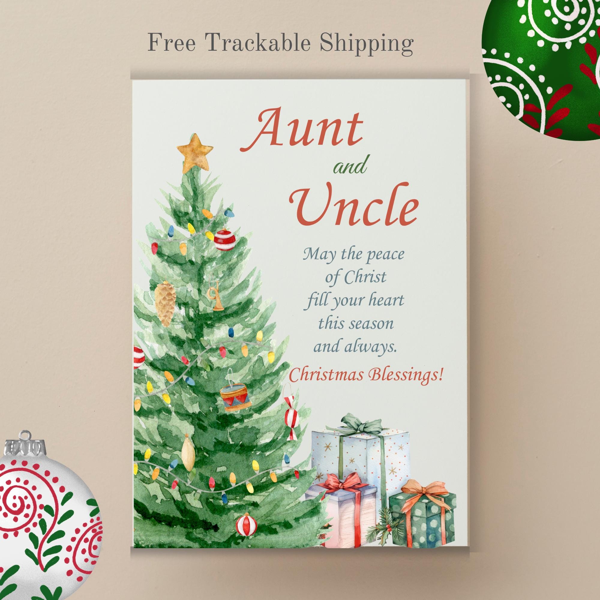 Christmas Card for Aunt and Uncle Religious Christmas Card Relatives ...