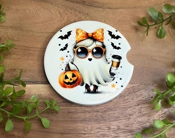Spökpumpa | Keramikunderlägg för bilar | Läskig bildekoration | Gotisk Halloween-present