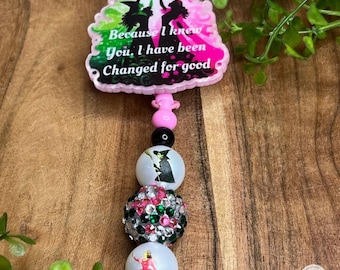 Grön och rosa Ombre-bricka – utdragbar ID-hållare – häxig sjuksköterska och lärare-present