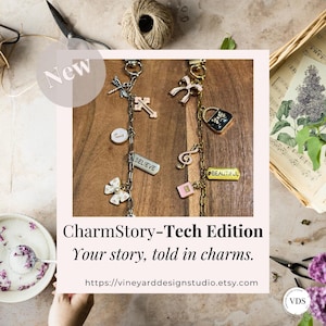 Accesorio tecnológico personalizado: Juego de charms personalizados para teléfono y Kindle con lazo adhesivo / 5-7 charms