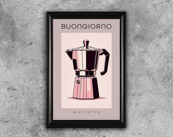 Stylish Italian Moka Pot-Good Morning vibe-Modern kitchens Wall Art-Poster Gift