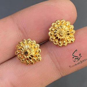 Gouden bloemknopoorbellen • 20k verguld • Ringoorbellen • Oorbellen in Indiase stijl • Oorbellen • Cadeau voor haar • Cadeau voor moeder