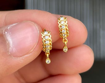 Tiny Hoops Earrings • Gold plated • Hoops earrings •AD Hoops Earring •  Earrings • Flower Hoops • Gift For Her • Gift for mom (B021)
